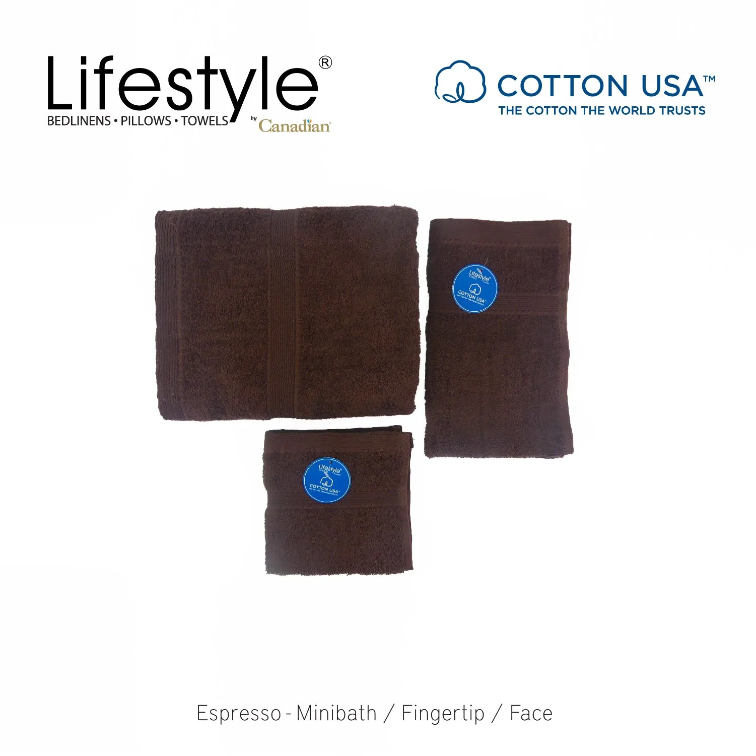 USA COTTON TOWEL Mini Bath Set 22X44inch (1pc Mini bath, 1pc fingertip,1pc face Towel)  #1111