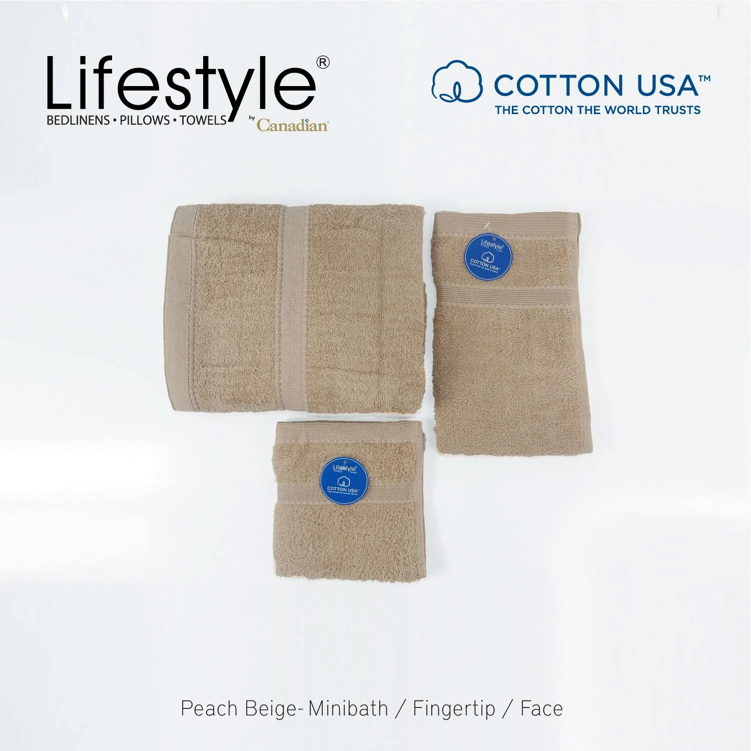 USA COTTON TOWEL Mini Bath Set 22X44inch (1pc Mini bath, 1pc fingertip,1pc face Towel)  #1111