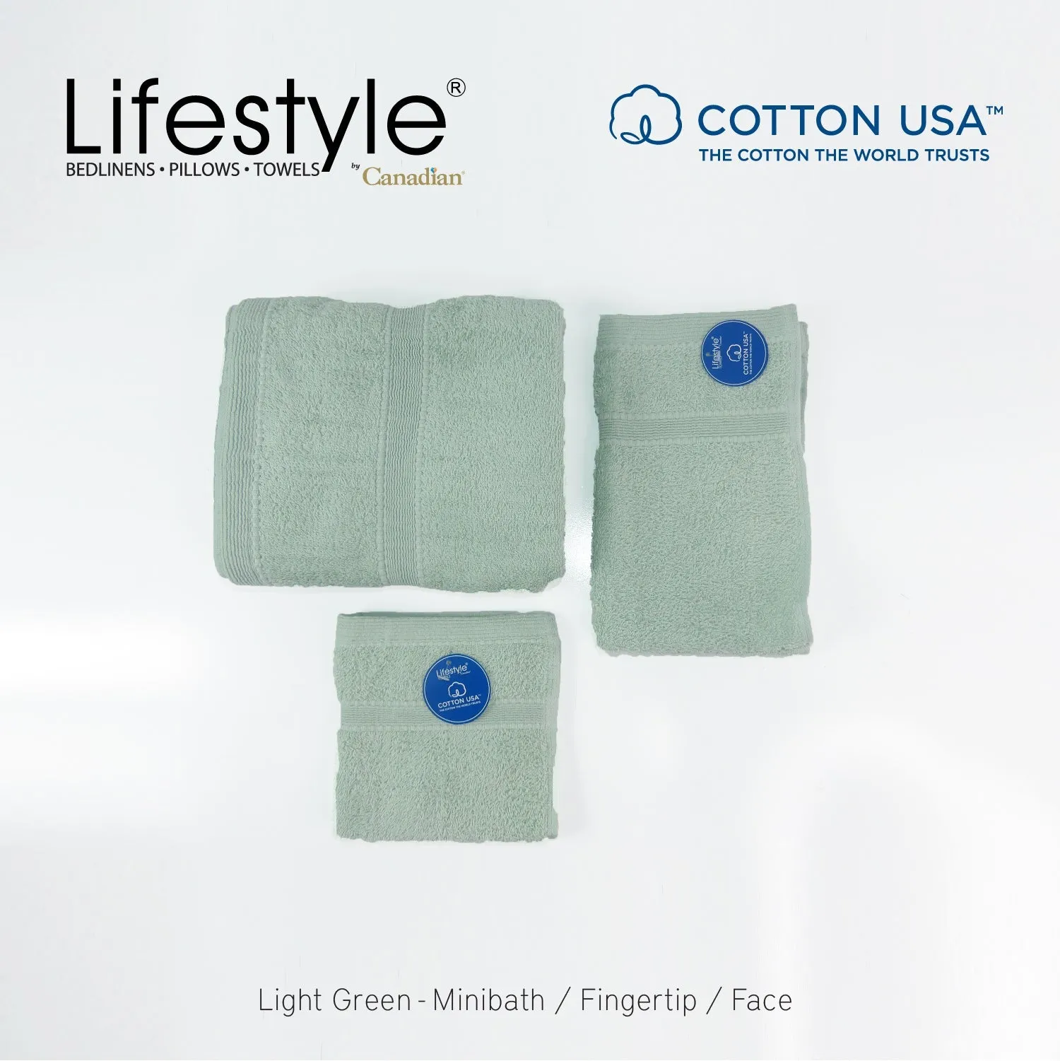 USA COTTON TOWEL Mini Bath Set 22X44inch (1pc Mini bath, 1pc fingertip,1pc face Towel)  #1111