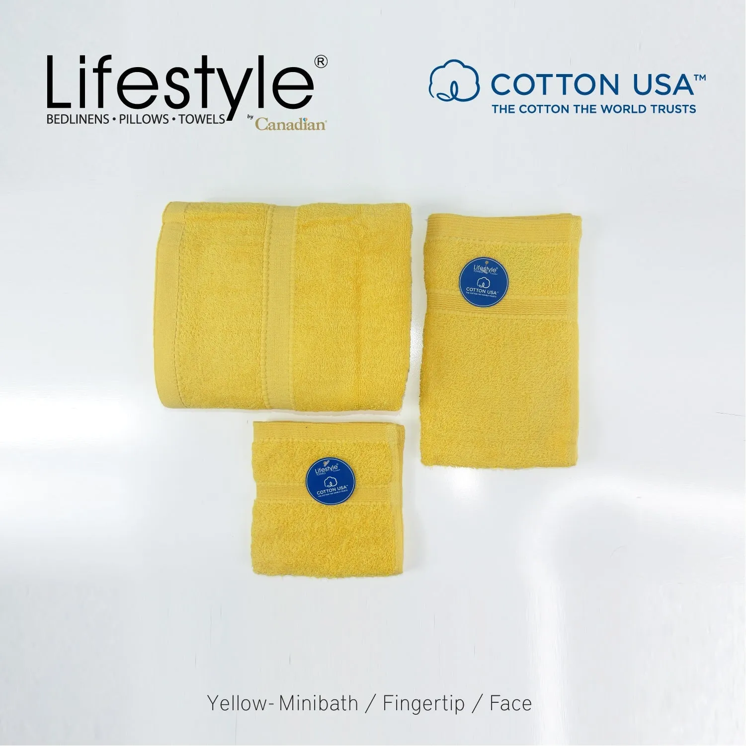 USA COTTON TOWEL Mini Bath Set 22X44inch (1pc Mini bath, 1pc fingertip,1pc face Towel)  #1111