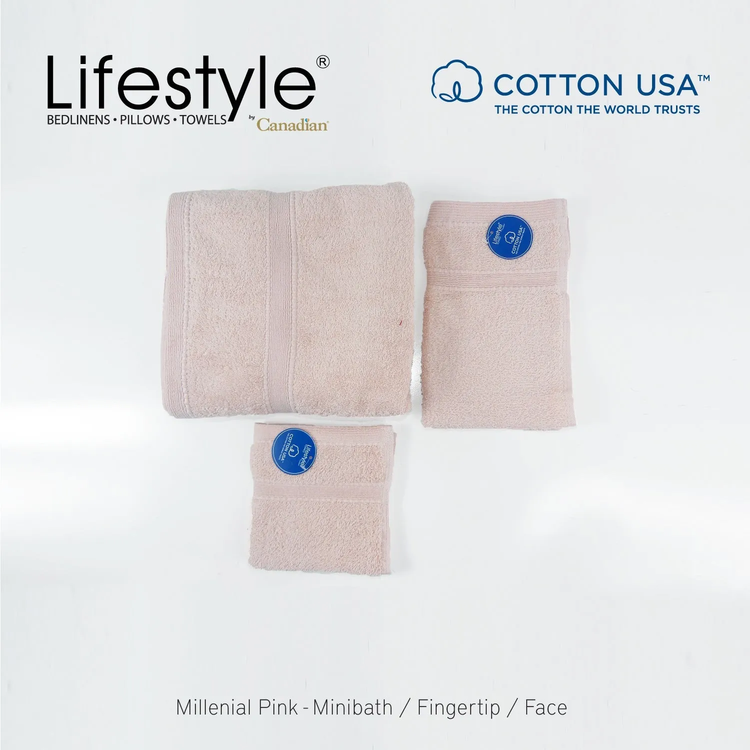 USA COTTON TOWEL Mini Bath Set 22X44inch (1pc Mini bath, 1pc fingertip,1pc face Towel)  #1111