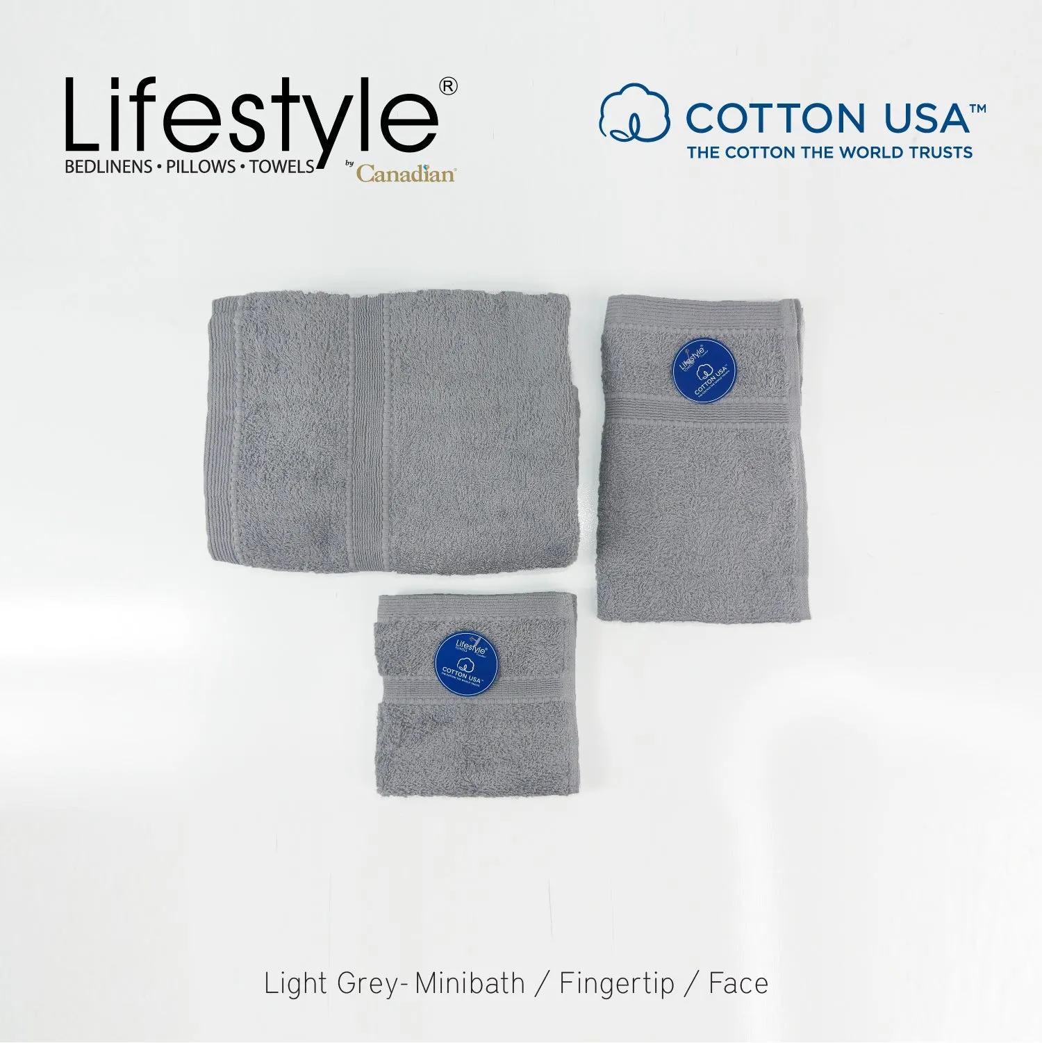 USA COTTON TOWEL Mini Bath Set 22X44inch (1pc Mini bath, 1pc fingertip,1pc face Towel)  #1111