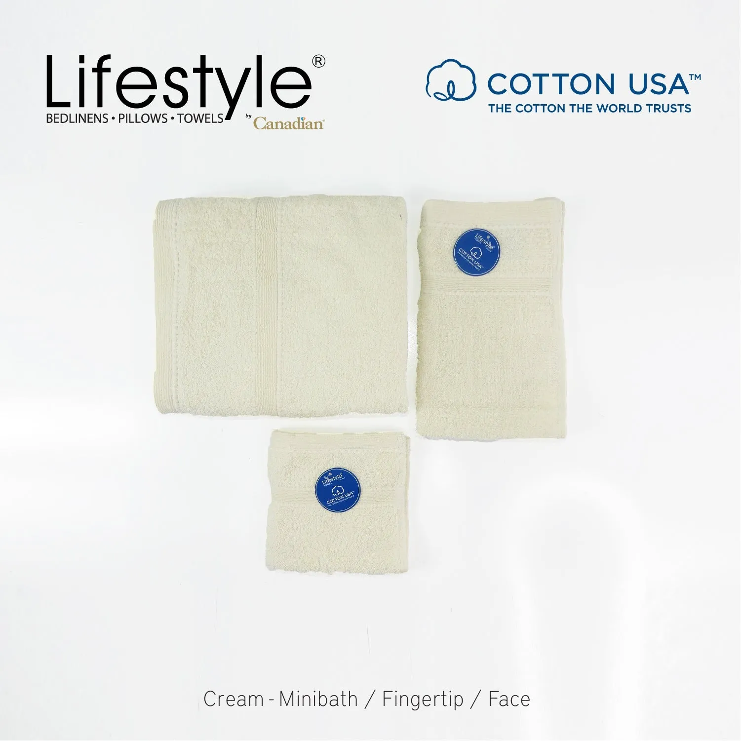 USA COTTON TOWEL Mini Bath Set 22X44inch (1pc Mini bath, 1pc fingertip,1pc face Towel)  #1111