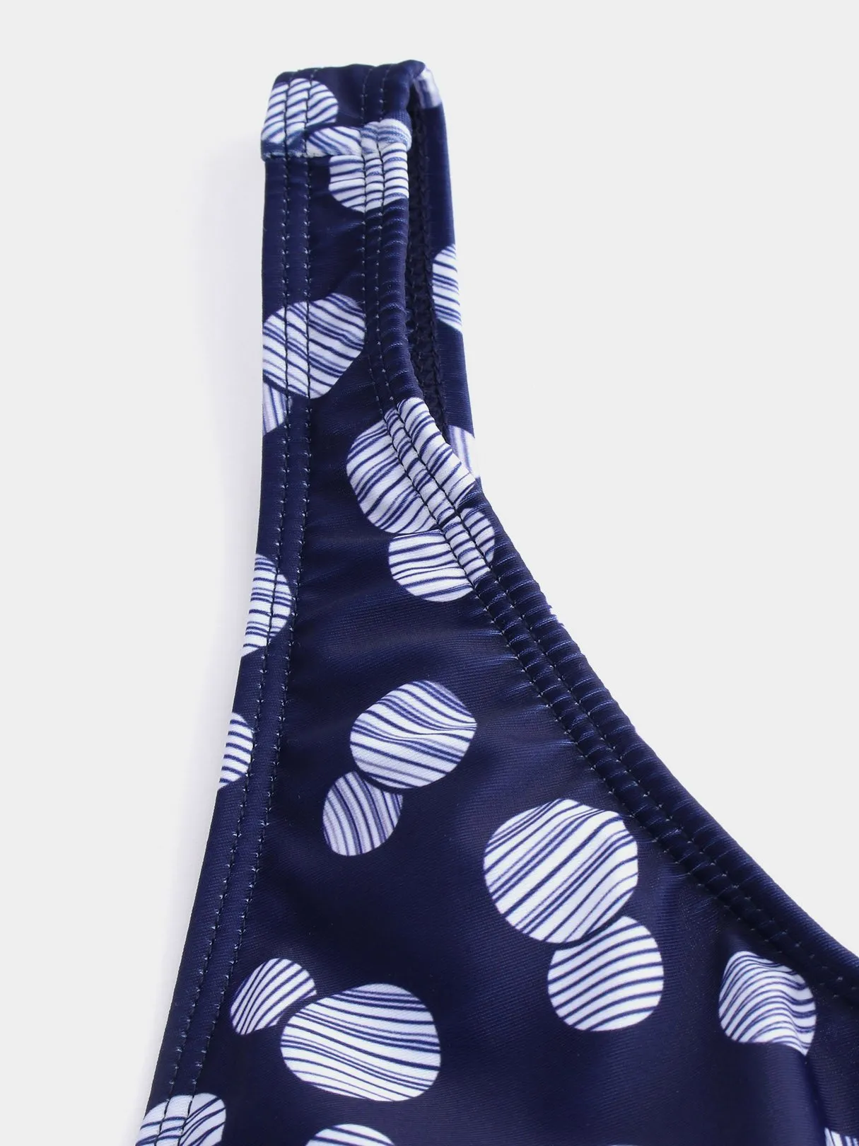 Wholesale Navy Polka Dot V-Neck Tie-Up Tankinis