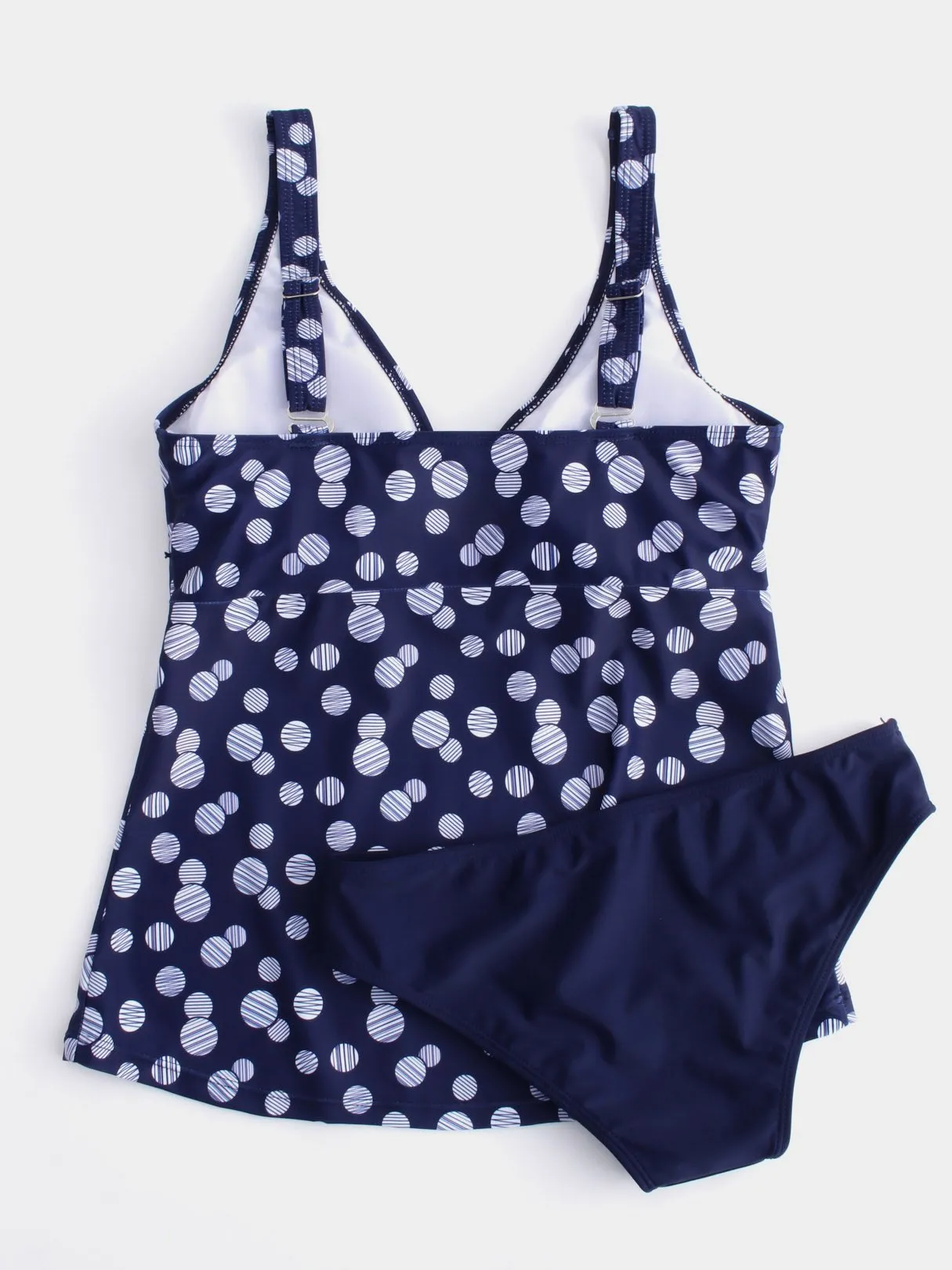 Wholesale Navy Polka Dot V-Neck Tie-Up Tankinis